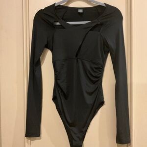 Wild Fable Black Stretch Long Sleeve Cut-Out Bodysuit Size Small S